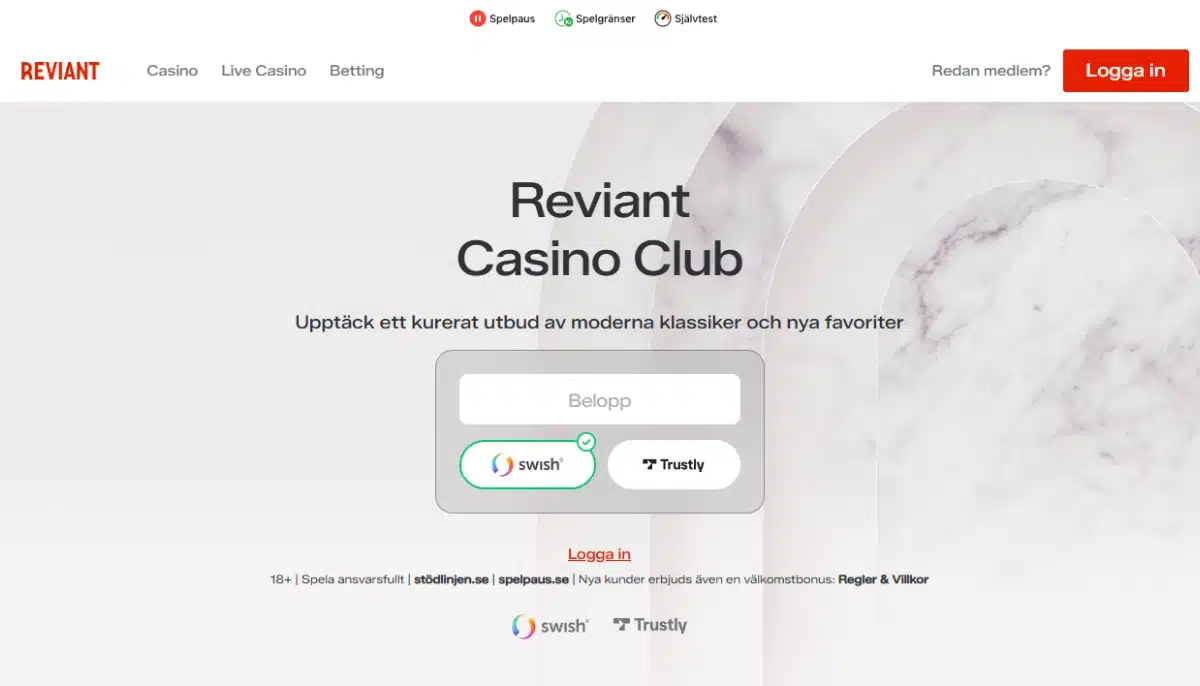 Reviant Casino från skärmbild
