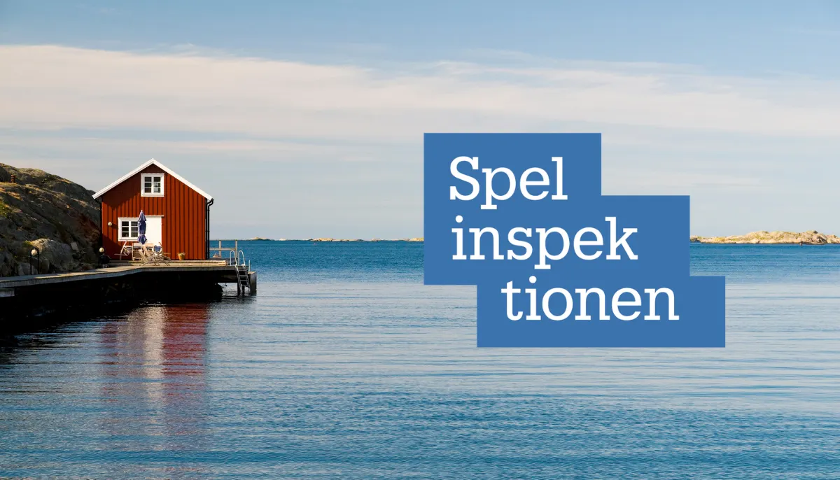 Spelinspektionen logo framför svenskt landskap