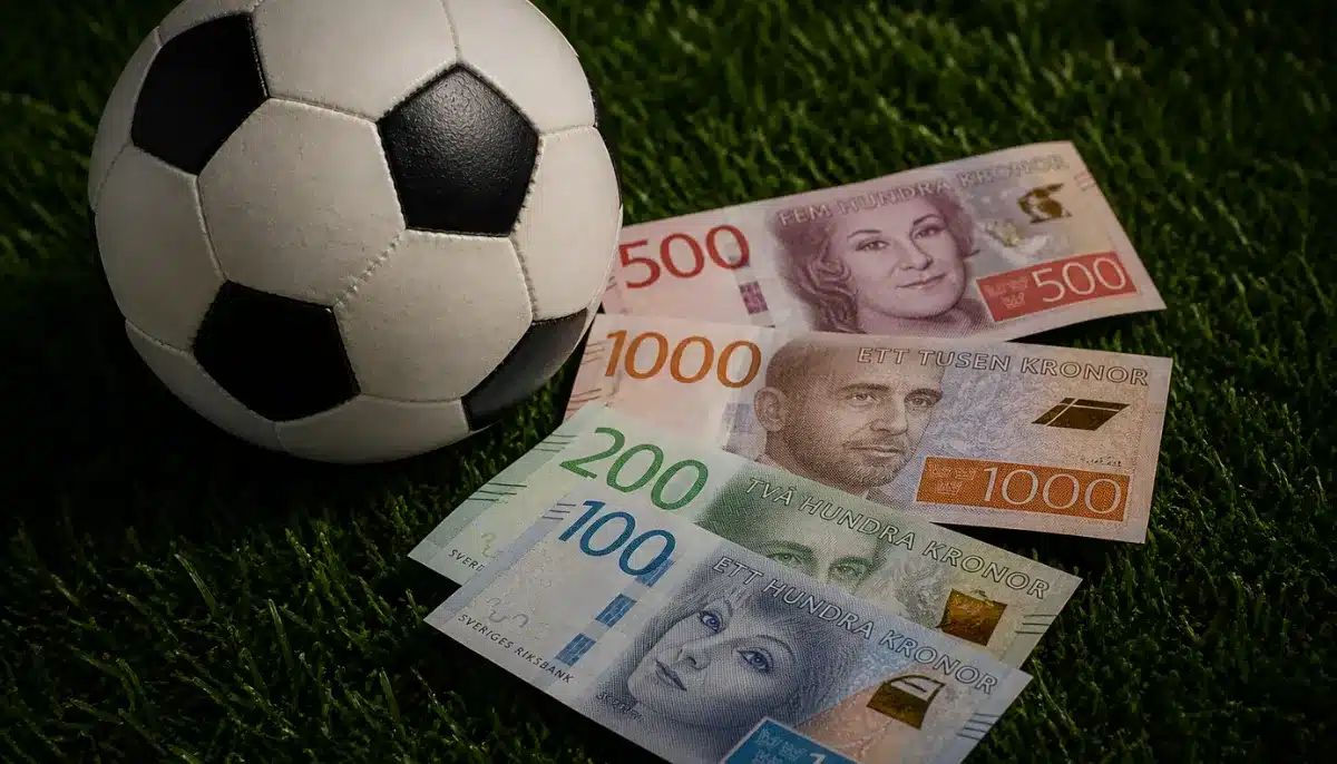 fotboll och svenska sedlar som symboliserar matchfixning i Sverige