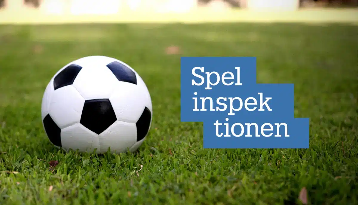 Fotboll bredvid Spelinspektionens logo i samband med granskning av betting och matchfixning