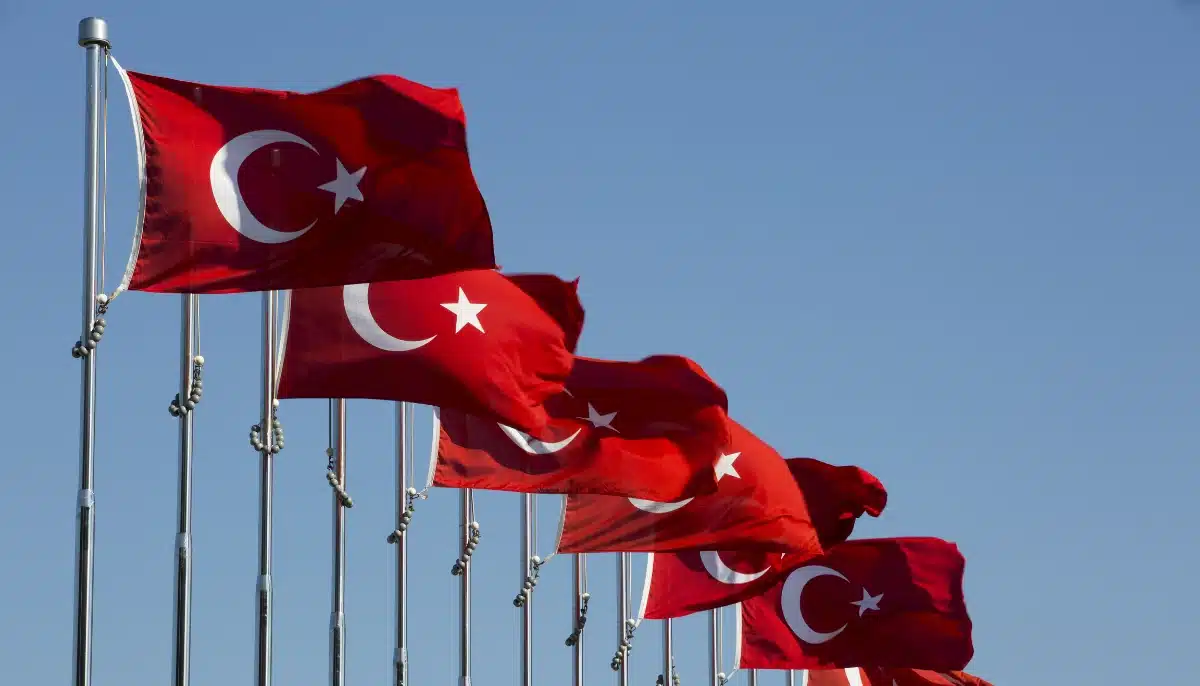 Turkiets flaggor i rad