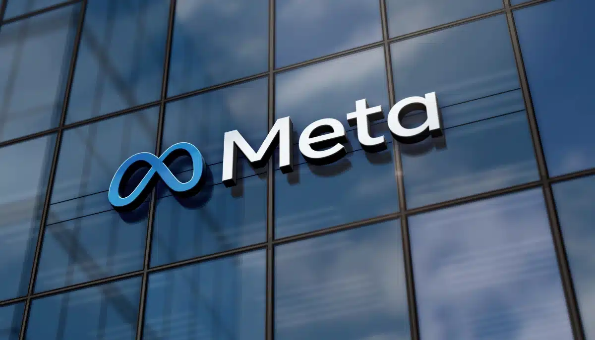 Meta-logotyp på företagets huvudkontor