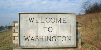 20526459 - welcome to washington state sign