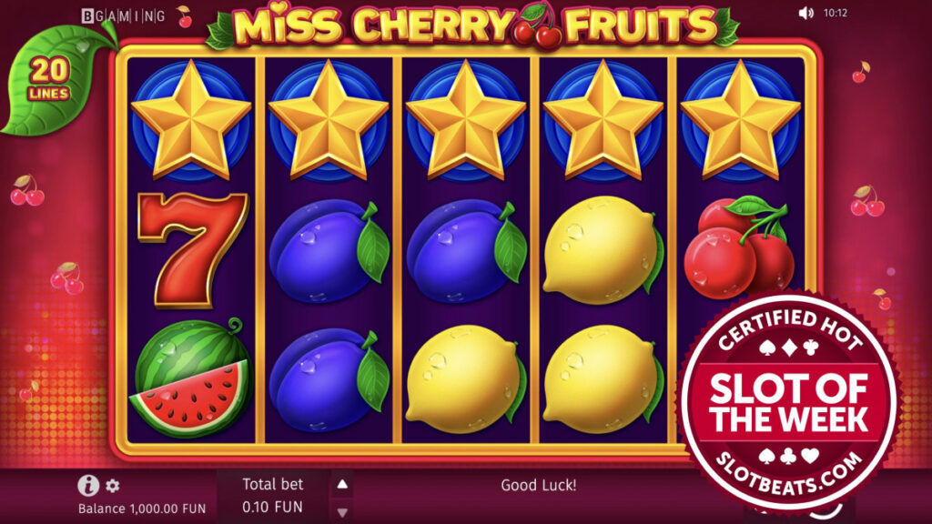 BGaming has taken it back to the classics claiming SlotBeats’ Slot of the Week award with its “traditional-style” slot title, Miss Cherry Fruits.