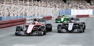 F1 cars racing