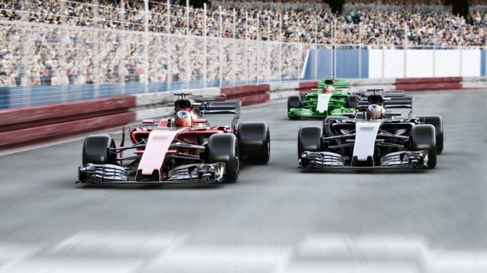 F1 cars racing