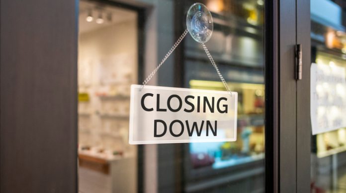 Closing down sign