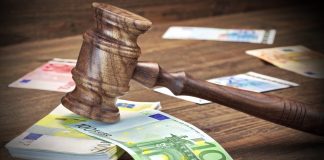 Gavel on euros - Euro fine concept