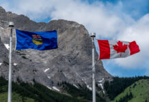 Alberta and Canadian flags