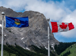Alberta and Canadian flags