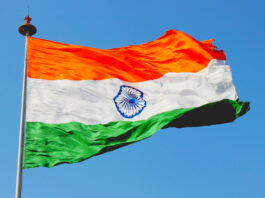 Flag of India waving in the wind