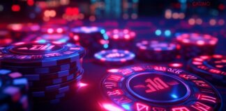 Casino chips representing the best international casinos in the UK