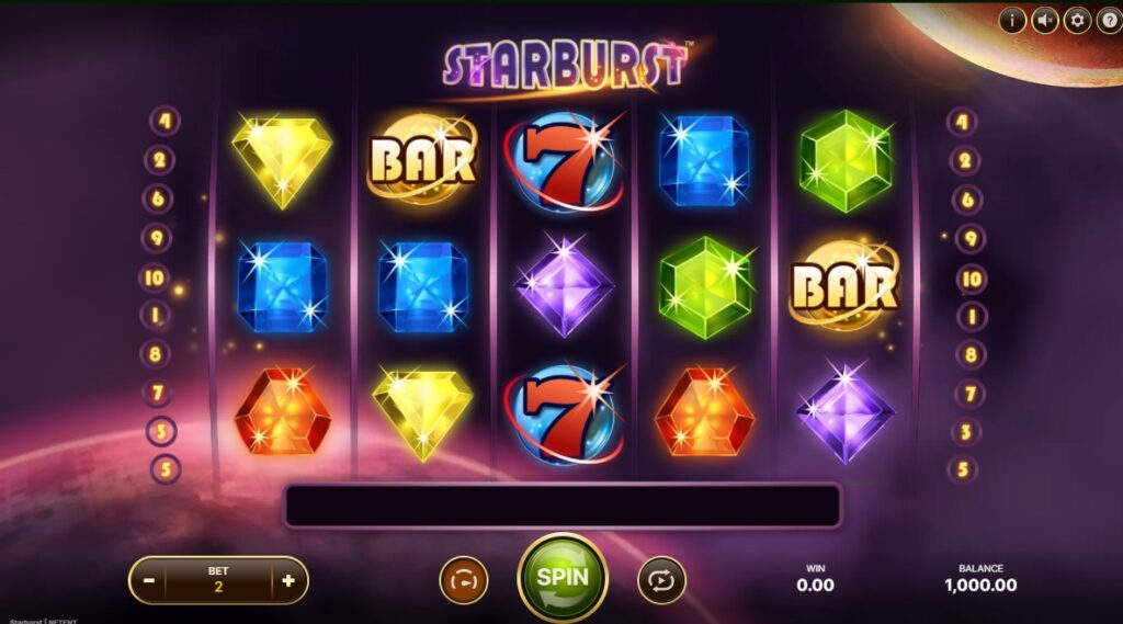 Most popular casino games - Starburst game layout