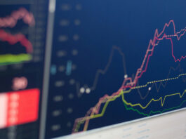 Computer screen showing an investor's stock charts