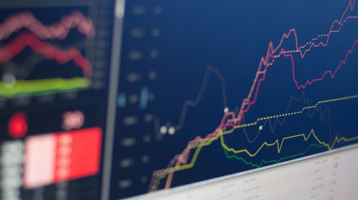 Investors Stock Charts Computer screen showing an investor's stock charts