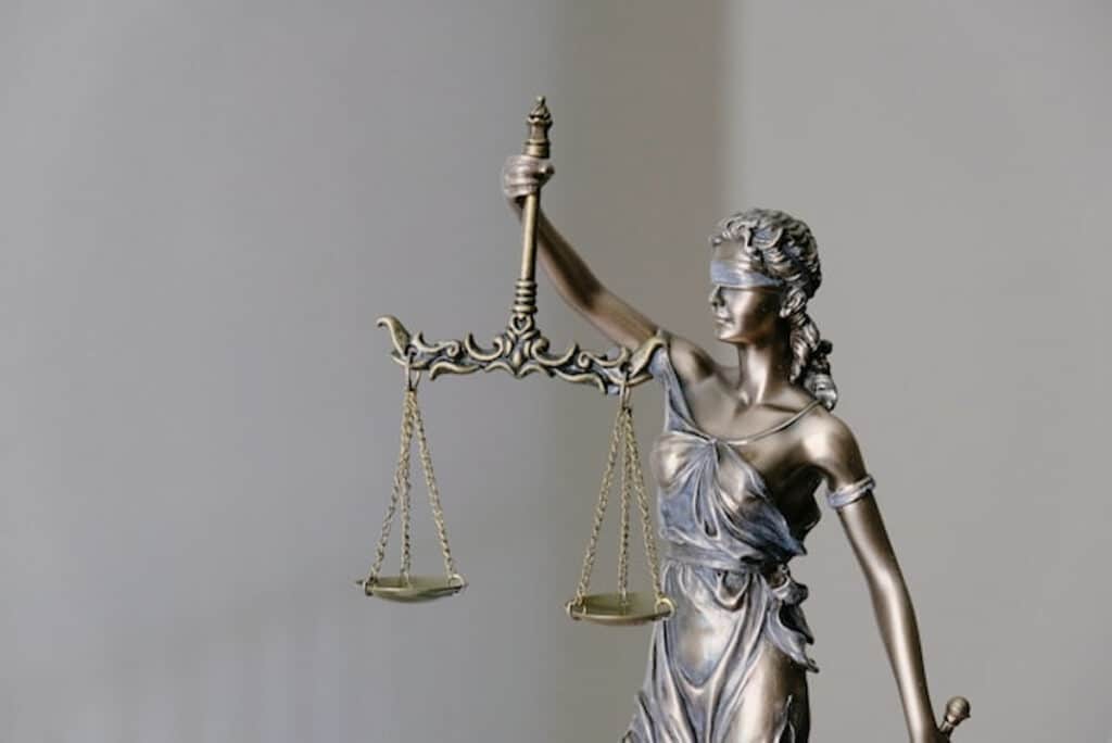 Lady Justice statue holding scales