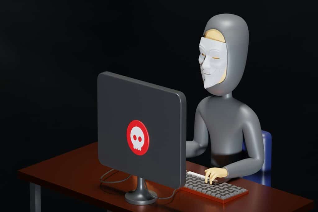 an animated computer hacker using a computer
