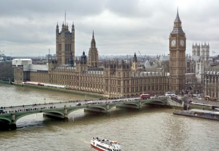 A photo of the Houses of Parliament in London.