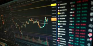 Computer screen with charts and data