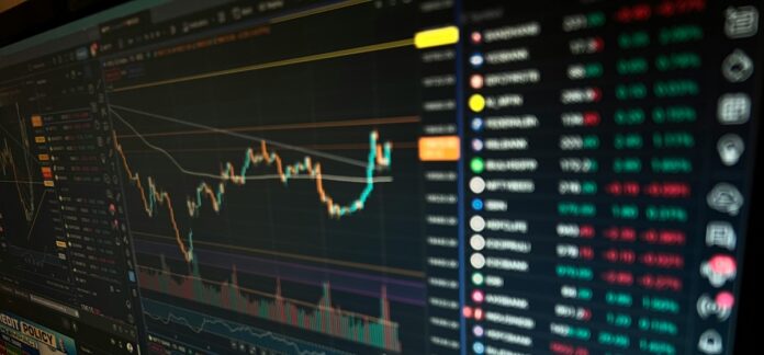Computer screen with charts and data