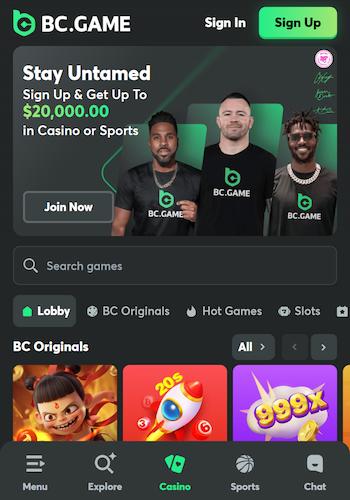 BC.Game casino lobby