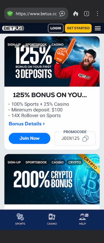 BetUS bonuses