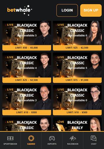 BetWhale live blackjack