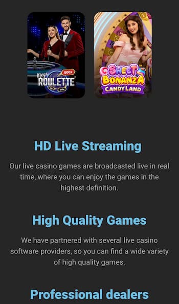 Live casino games at PlayDash Casino