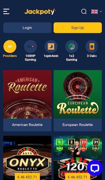 Casino games at Jackpoty