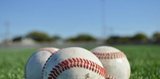 Baseballs on a field