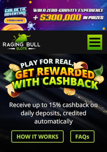 Raging Bull cashback rewards