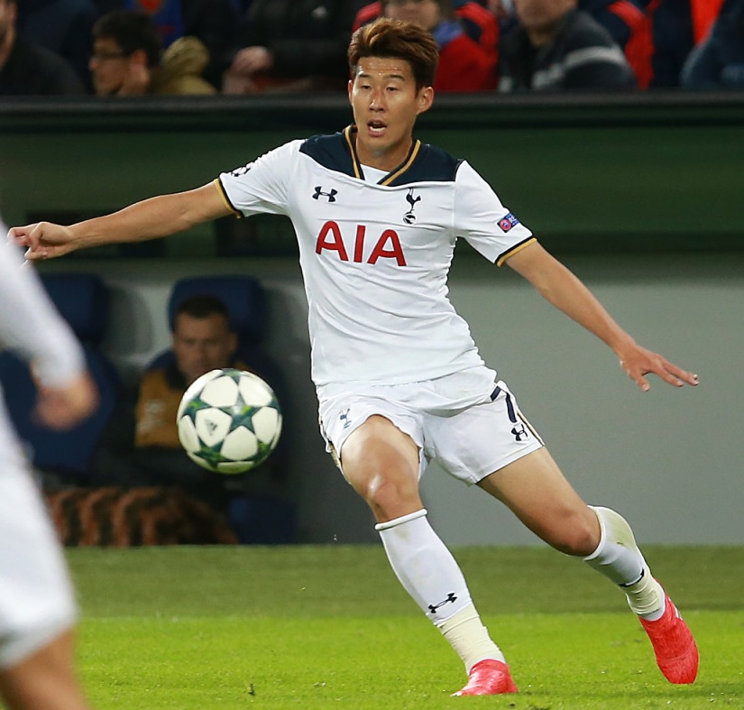 The South Korean soccer star Son Heung-min in action during his days as a Tottenham Hotspur player.
