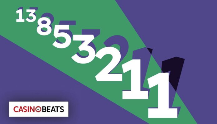 Understanding the Fibonacci System A colorful graphic with the numbers 13, 8, 5, 3, 2, 1 displayed prominently, alongside the logo for CasinoBeats.