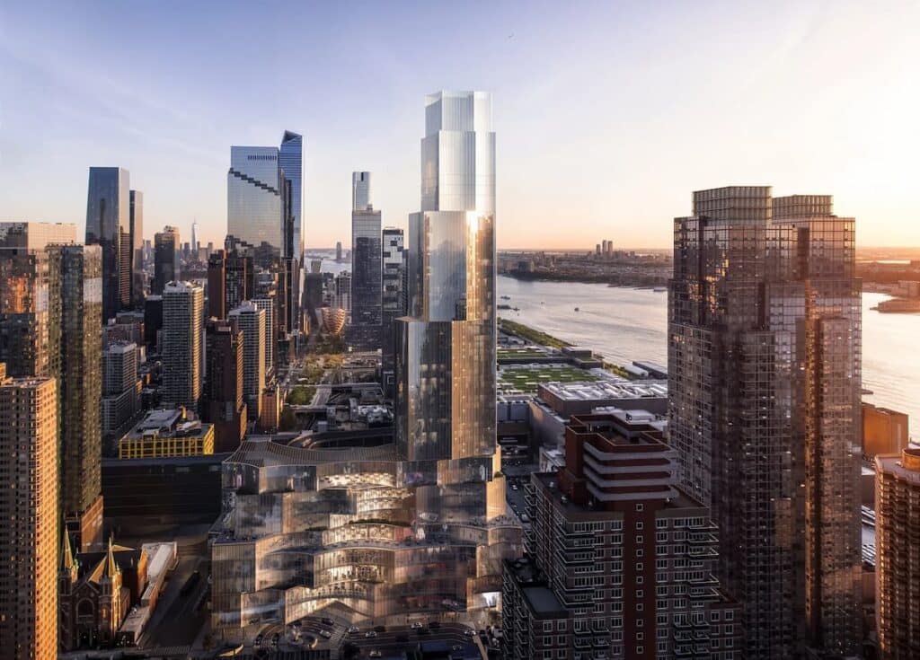Rendering of The Avenir casino and hotel development on Manhattan’s West Side.