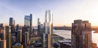 Rendering of The Avenir casino and hotel development on Manhattan’s West Side.