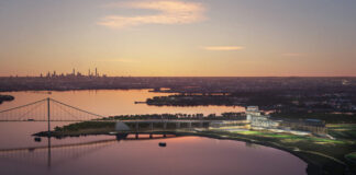 Rendering of proposed Bally’s Bronx casino complex at Ferry Point