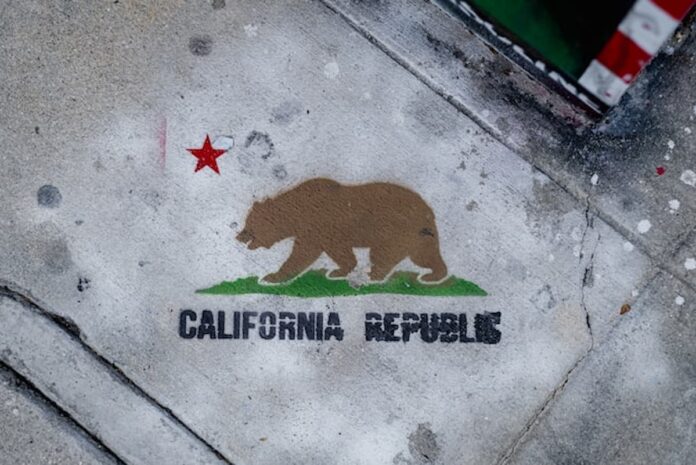Tribal Casinos Lose Round in Legal Battle Over California Cardroom ‘Banked’ Games California Republic bear and star painted on concrete sidewalk