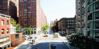 Caesars Palace Times Square Bid Redirects $22.5M Funding Amid Wider West Side Outreach View from the High Line overlooking a busy West Side street in Manhattan.