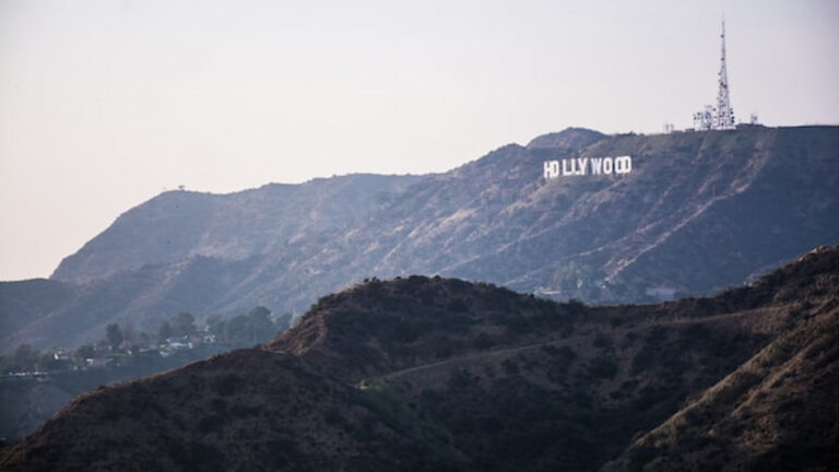 Hollywood Hills with Hollywood sign in Los Angeles.