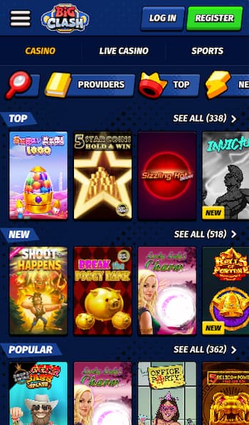 Big Clash Casino games in Canada
