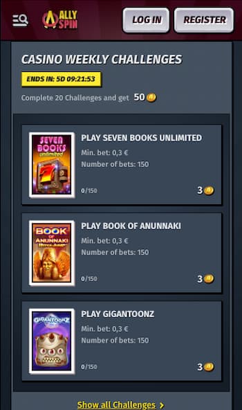 AllySpins casinos challenges