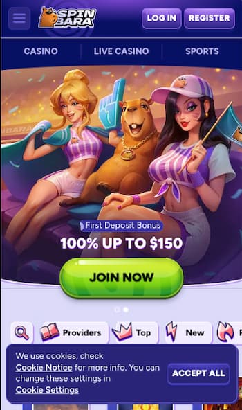 Welcome bonus at the new SpinBara online casino