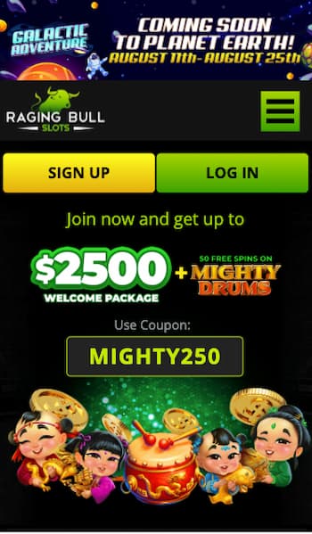 Raging Bull slot welcome bonus and free spins