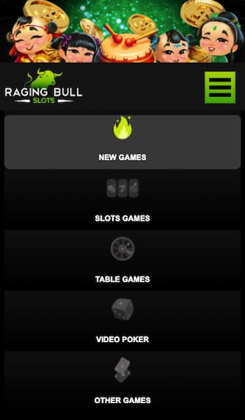 Raging Bull casino game categories