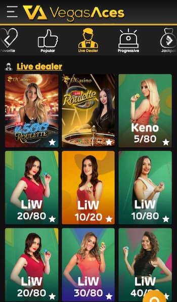 Vegas Aces casino live dealer games