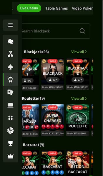 Live casino games in the USA at Wild Casino