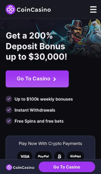 Welcome bonus at CoinCasino in Canada