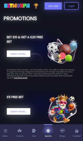 Sports betting bonus at BetMoprh