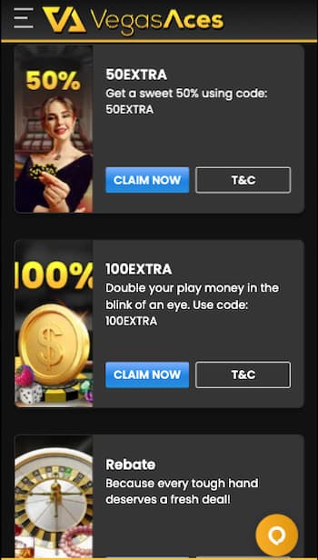 Vegas Aces Casino reload bonus offers