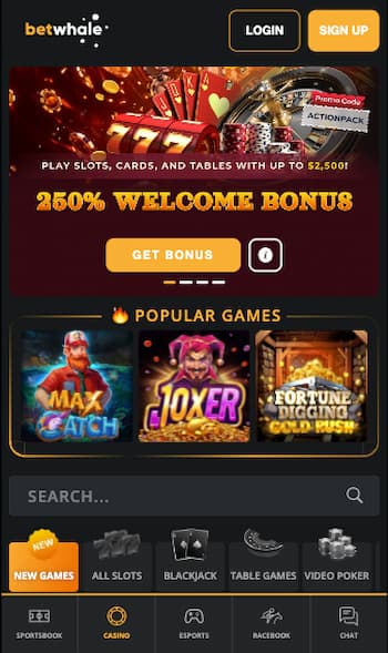 Casino welcome bonus at BetWhale